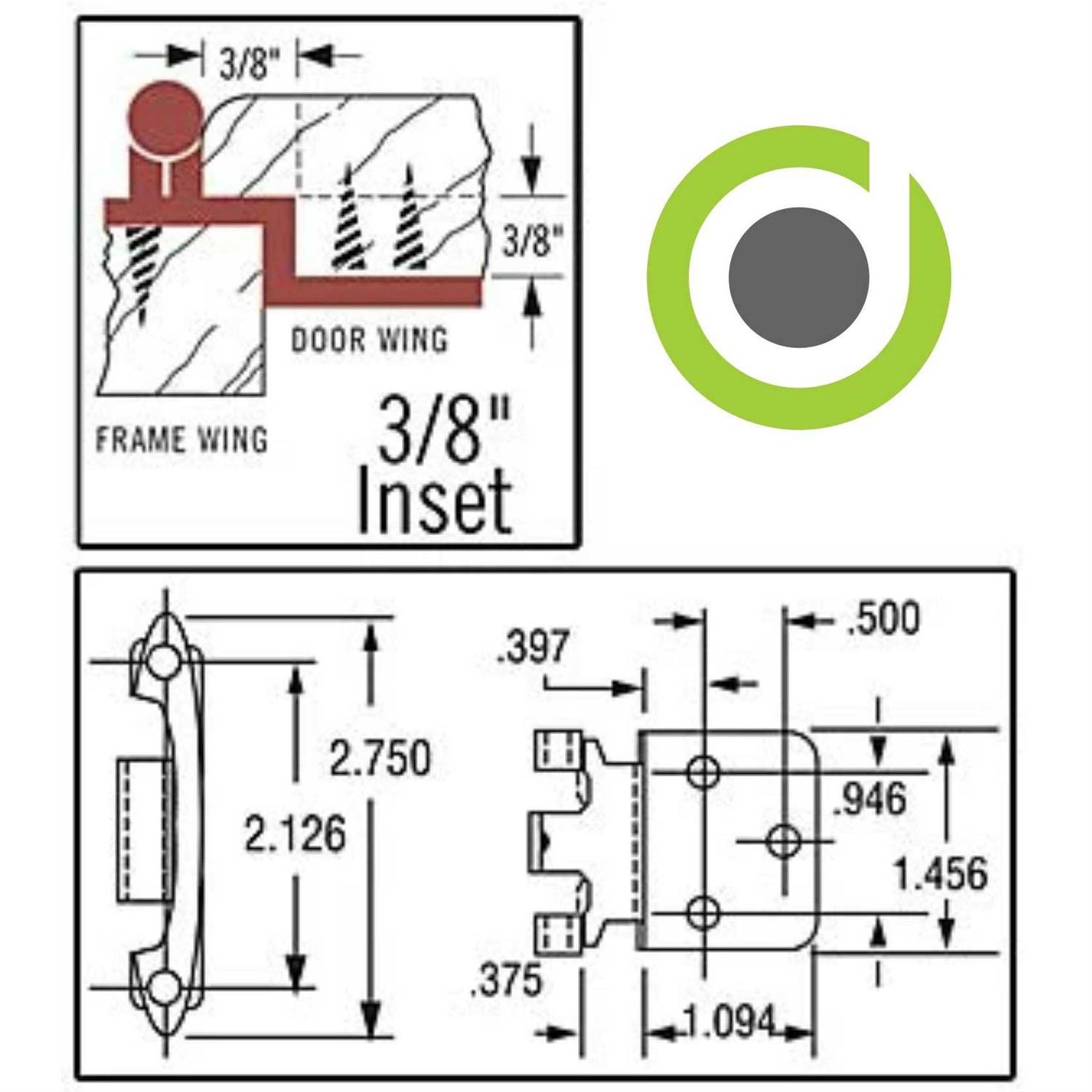 Cosmas 15628-ORB Oil Rubbed Bronze Cabinet Hinges 3/8 Inset - Cheap Fitting