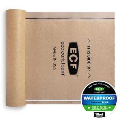 Eco Cork Foam 75 sq. ft. 3 ft. x 25 ft. x 3.2 mm Waterproof 10-in-1 Underlayment - Cheap Fitting