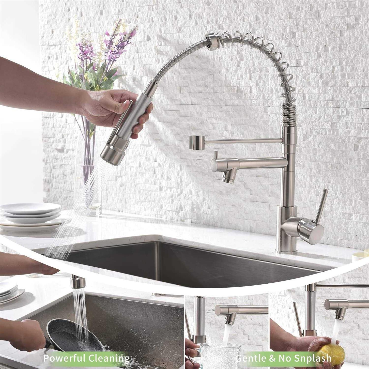 Aimadi Contemporary Kitchen Sink Faucet Single Handle Stainless Steel Kitchen Faucets with Pull Down Sprayer - Cheap Fitting