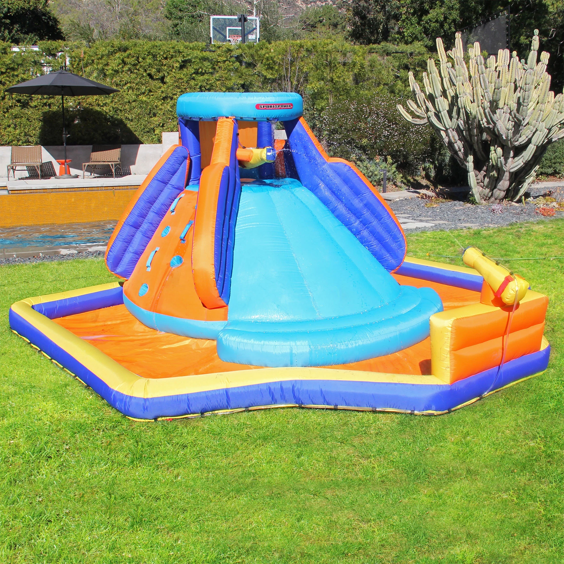 Sportspower Battle Ridge 13.8' Inflatable Water Slide with Lifetime Warranty on Heavy Duty Blower - Cheap Fitting