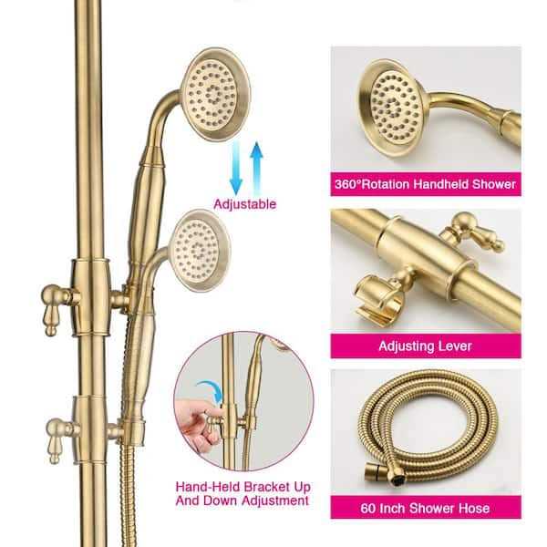 PROOX 2-Spray Round Antique Wall Bar Shower Kit with Hand Shower - Cheap Fitting