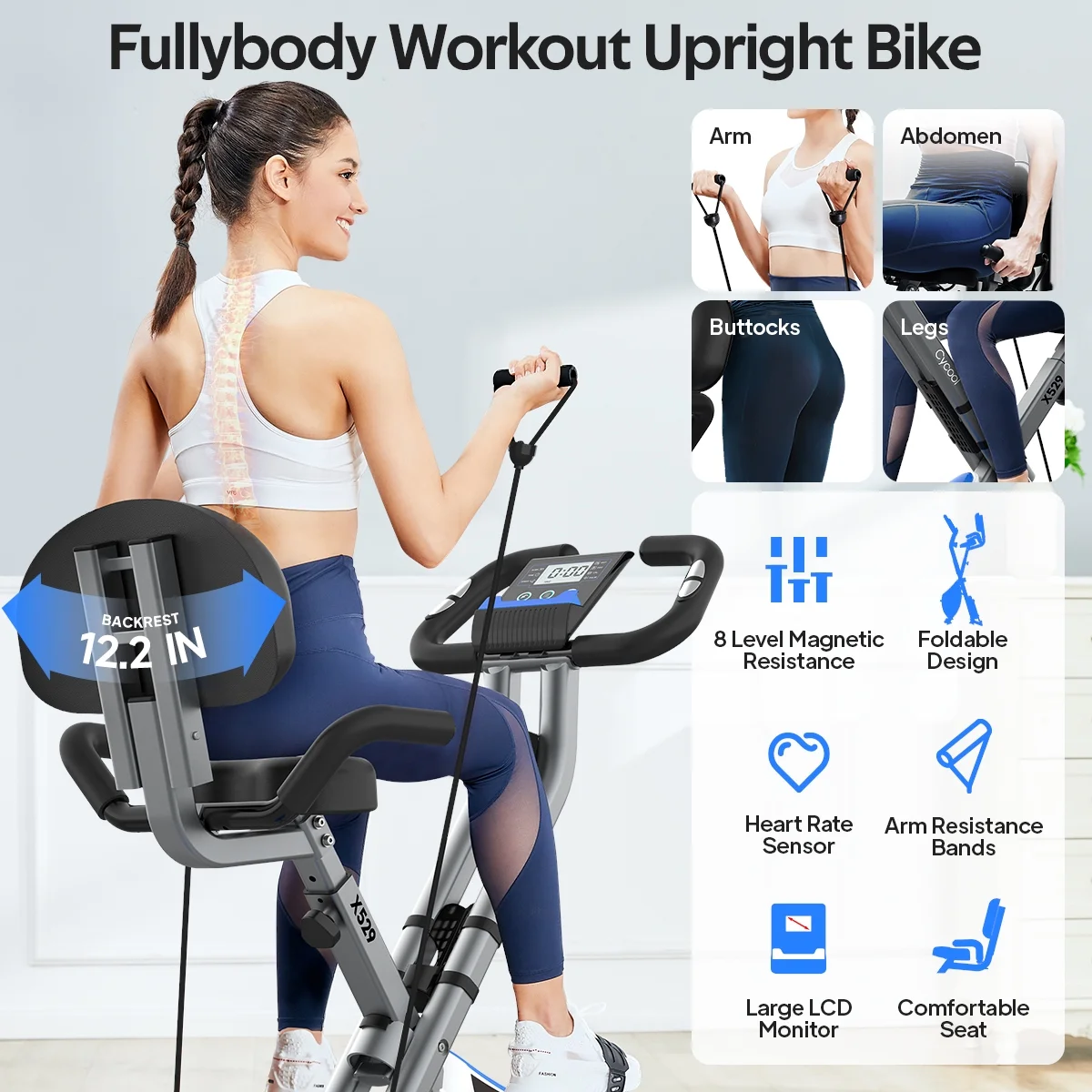 Pooboo Extended Handlebar Indoor Stationary Cycling Exercise Bike Maximum User Weight 360LB - Cheap Fitting