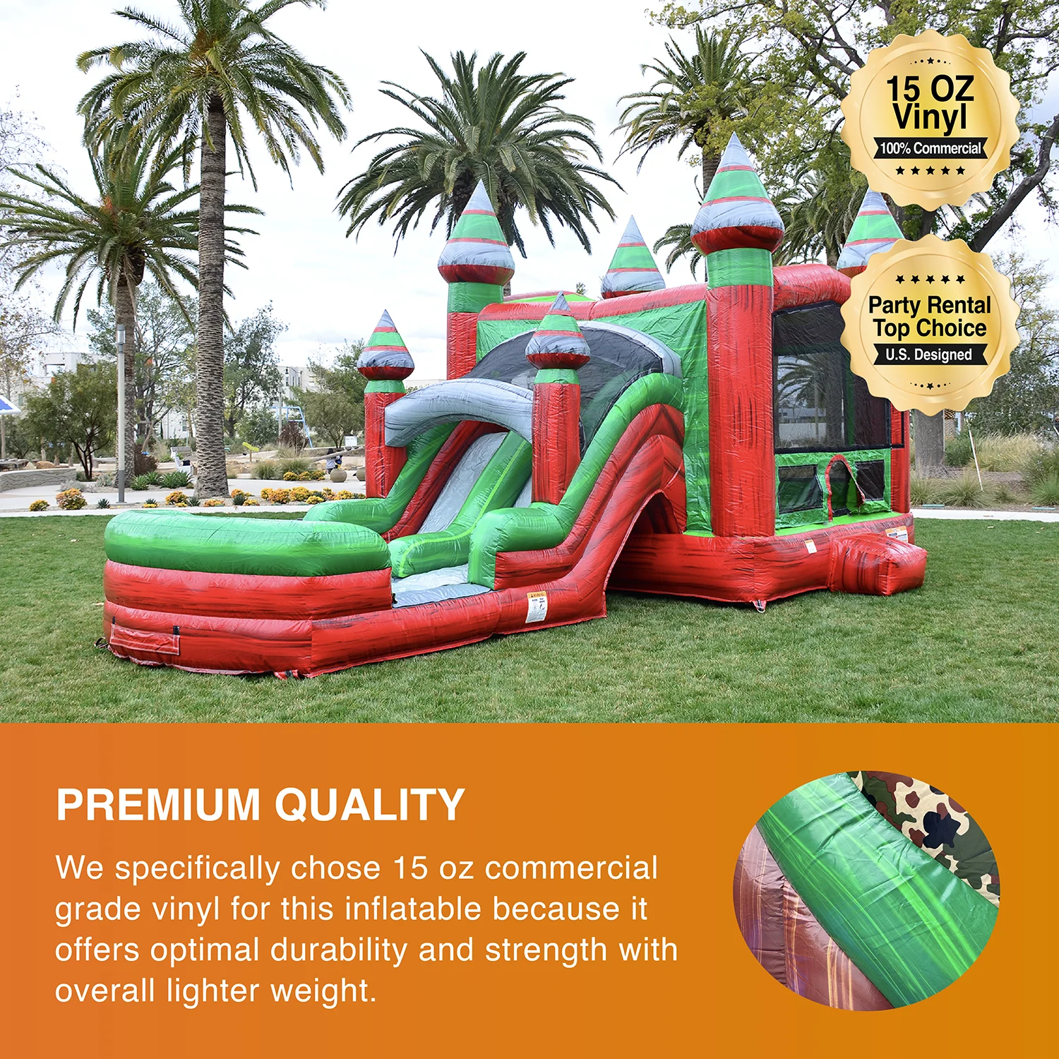 JumpOrange Castle Commercial Grade Bounce House with Slide and Pool for Kids and Adults (with Blower), Red - Cheap Fitting
