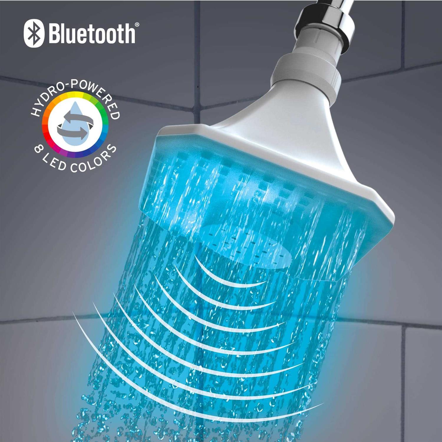 InnoFive Wireless Speaker LED SHOWERHEAD Hydro Powered with 8 Color LED - Cheap Fitting