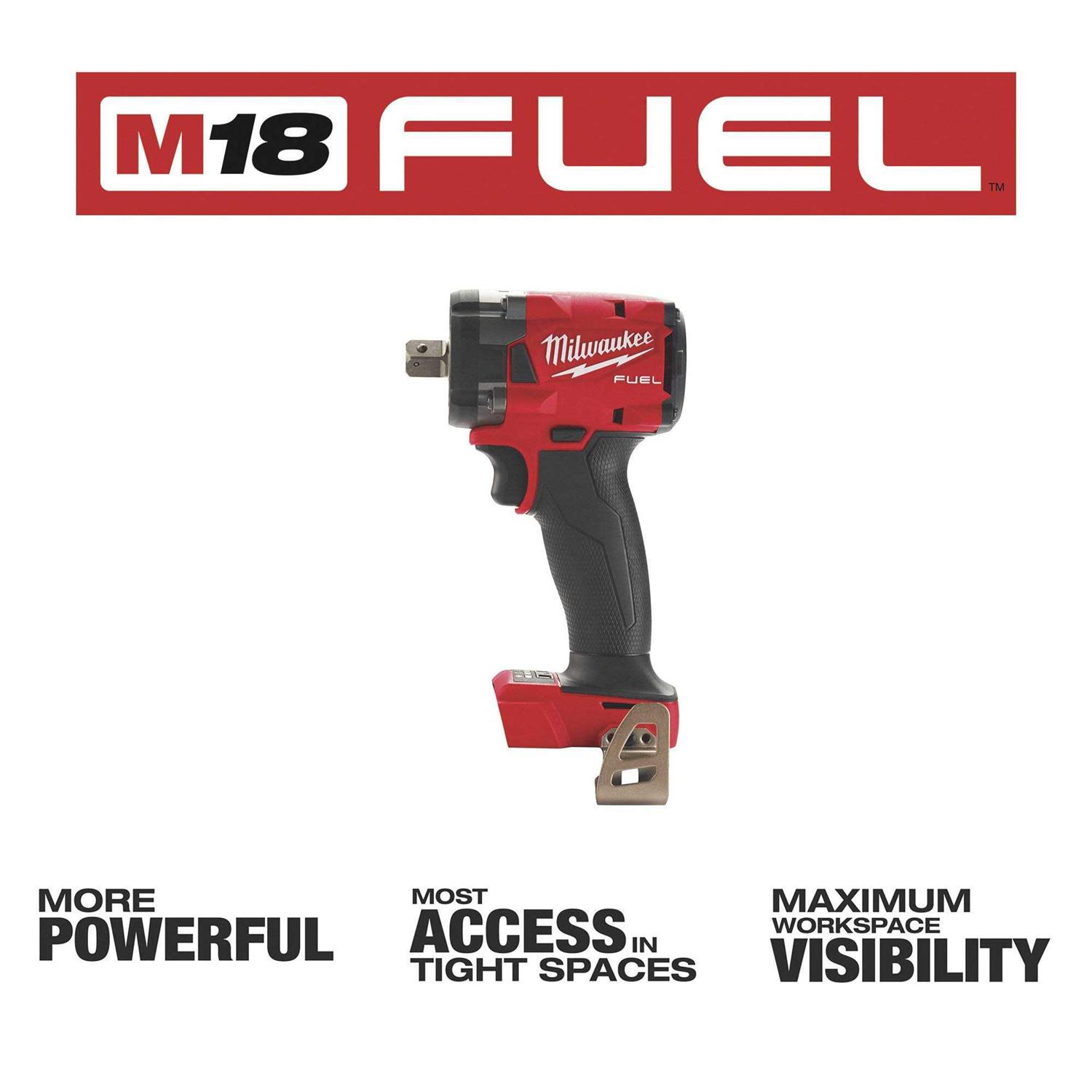 Milwaukee 2855P-20 M18 FUEL 1/2 Compact Impact Wrench w/ Pin Detent - Cheap Fitting