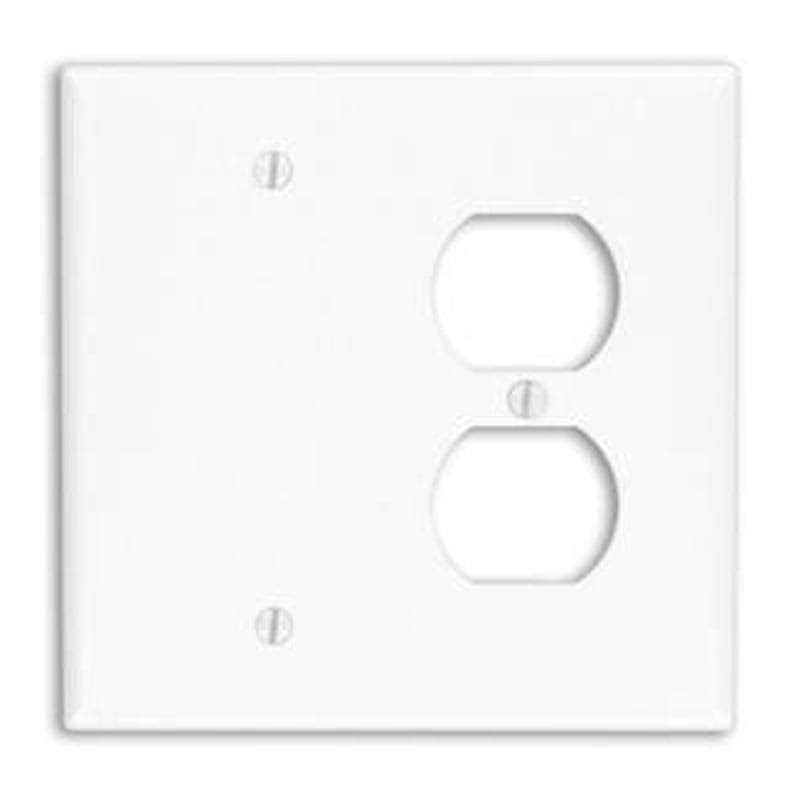 Leviton 80508-W 2-Gang 1-Duplex 1-Blank Device Combination Wallplate - Cheap Fitting