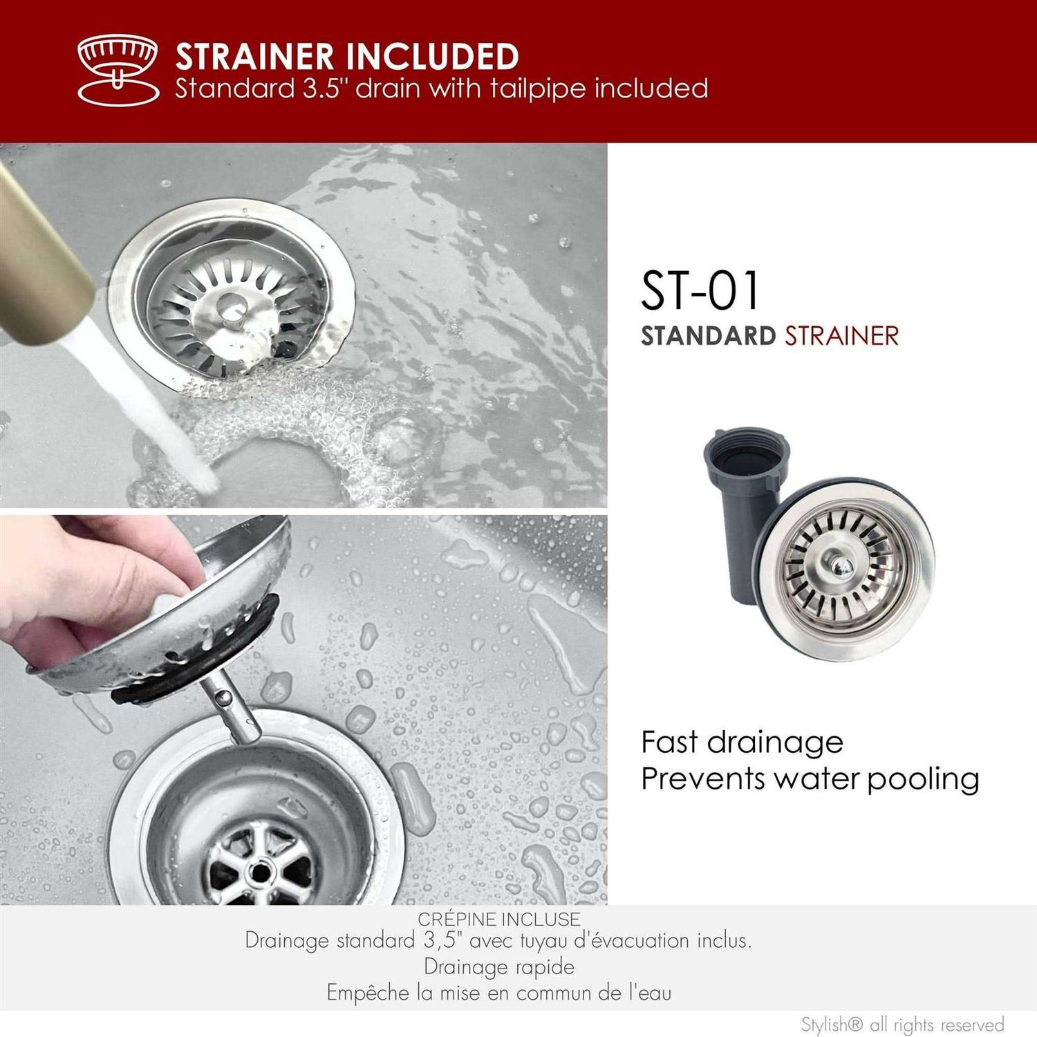 Stylish S-822 22 inch Single Bowl Dual-Mount Composite Granite Kitchen Sink with Strainer - Cheap Fitting