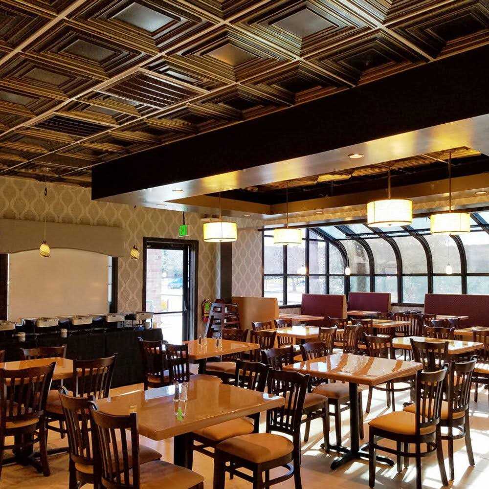 FromPlainToBeautifulInHours 222-Schoolhouse 2 ft. x 2 ft. PVC Lay-in or Glue-up Ceiling Tile in Antique Copper - Cheap Fitting