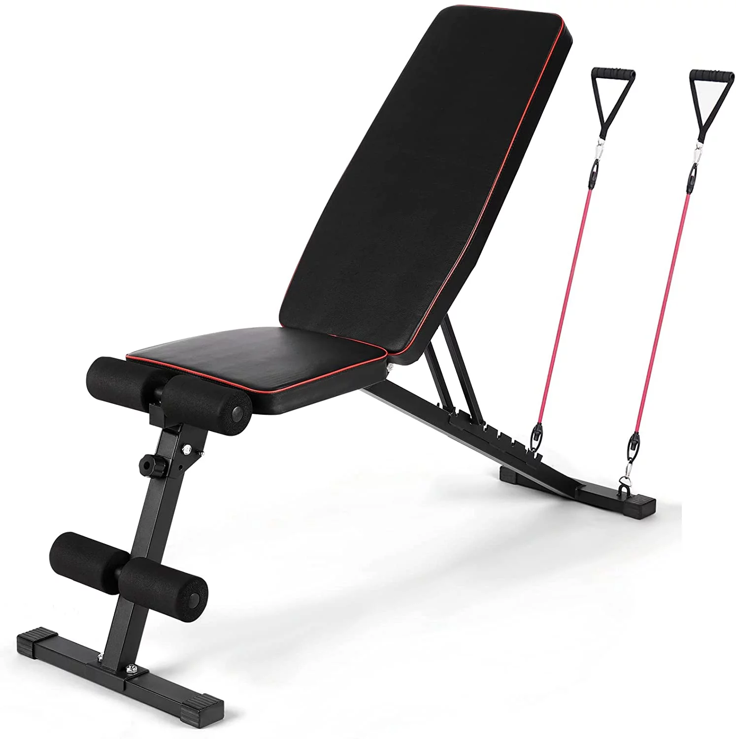 RichYa Adjustable Weight Bench with Resistance Bands, Incline Decline Press Bench, Foldable Exercise Training Bench for Home Gym - Cheap Fitting