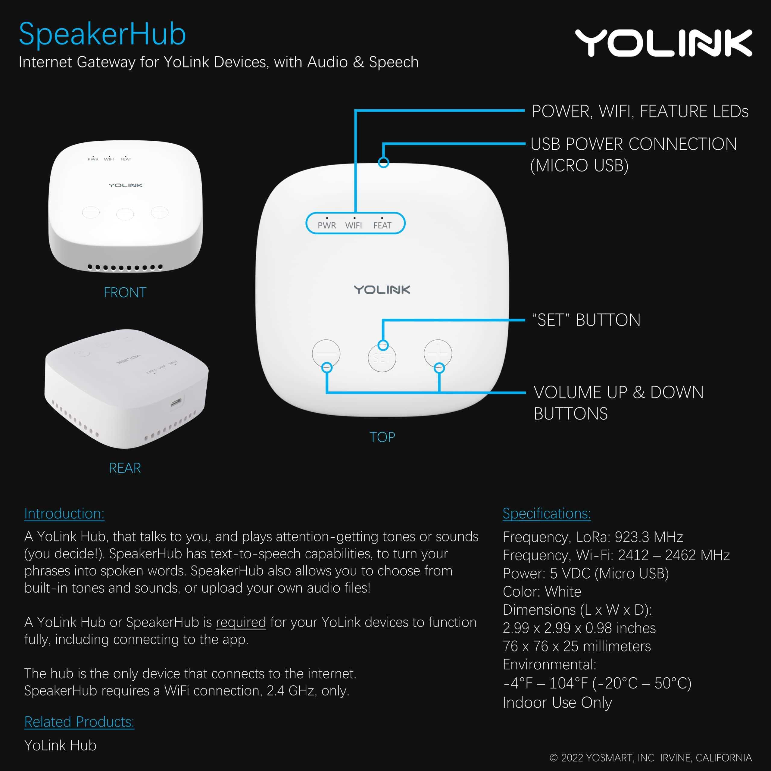 YoLink Smart Home Speaker Hub, Plays Tones/Alarms and Your Text-to-Speech Custom Messages - Cheap Fitting
