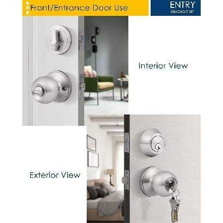 home improvement direct Keyed Alike Entry Door Knobs and Single Cylinder Deadbolt Lock Combo Set Security for Entrance and Front Door - Cheap Fitting