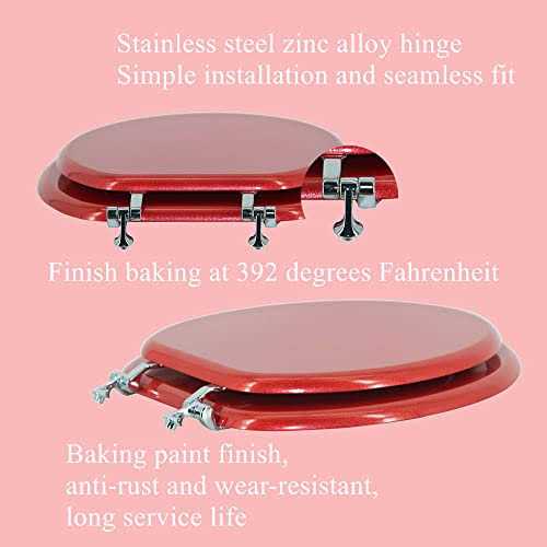 BLOFDE Elongated Toilet Seat Wood Toilet Seat Prevent Shifting with Zinc Alloy Hinges American Standard Size Toilet Seat Easy to Install also Easy - Cheap Fitting
