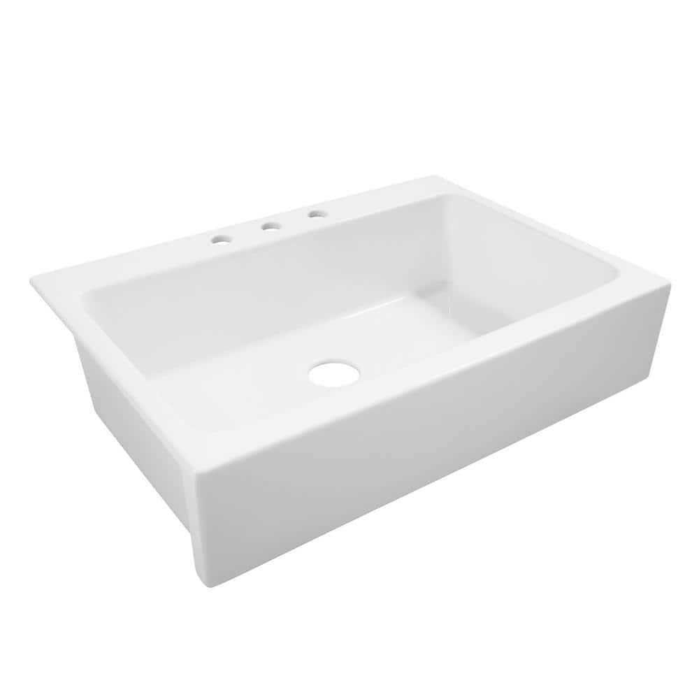 Sinkology Josephine 34 in. 3-Hole Quick-Fit Drop-in Farmhouse Single Bowl - Cheap Fitting