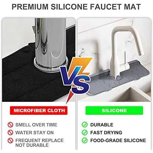 Meiliweser Silicone Faucet Splash Guard Gen 2 Outlet & Slope Upgraded Faucet Water Catcher Mat - Cheap Fitting