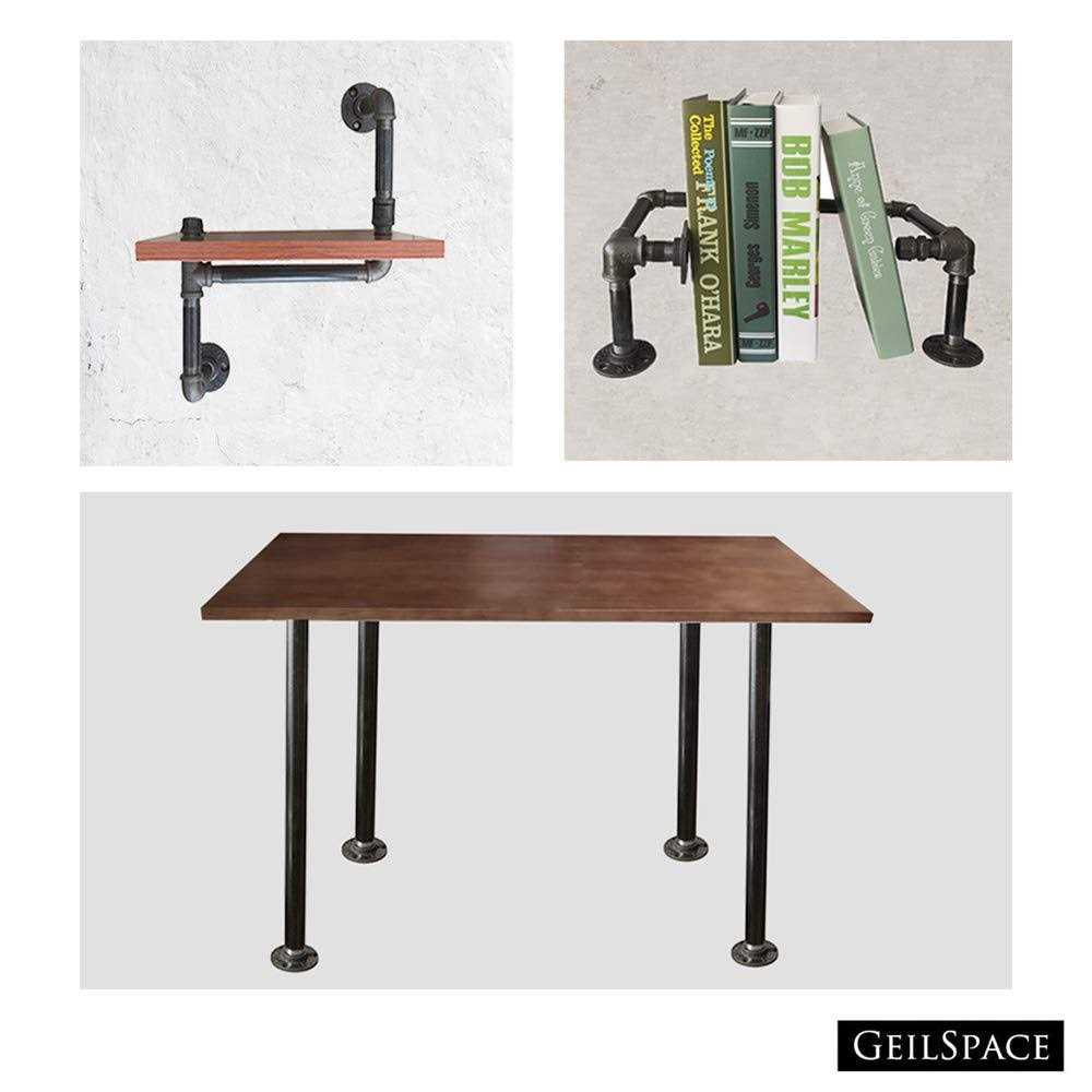 GeilSpace 6 Pack × Pre-Cut Black Metal Pipe, Industrial Steel Fits Standard - Cheap Fitting