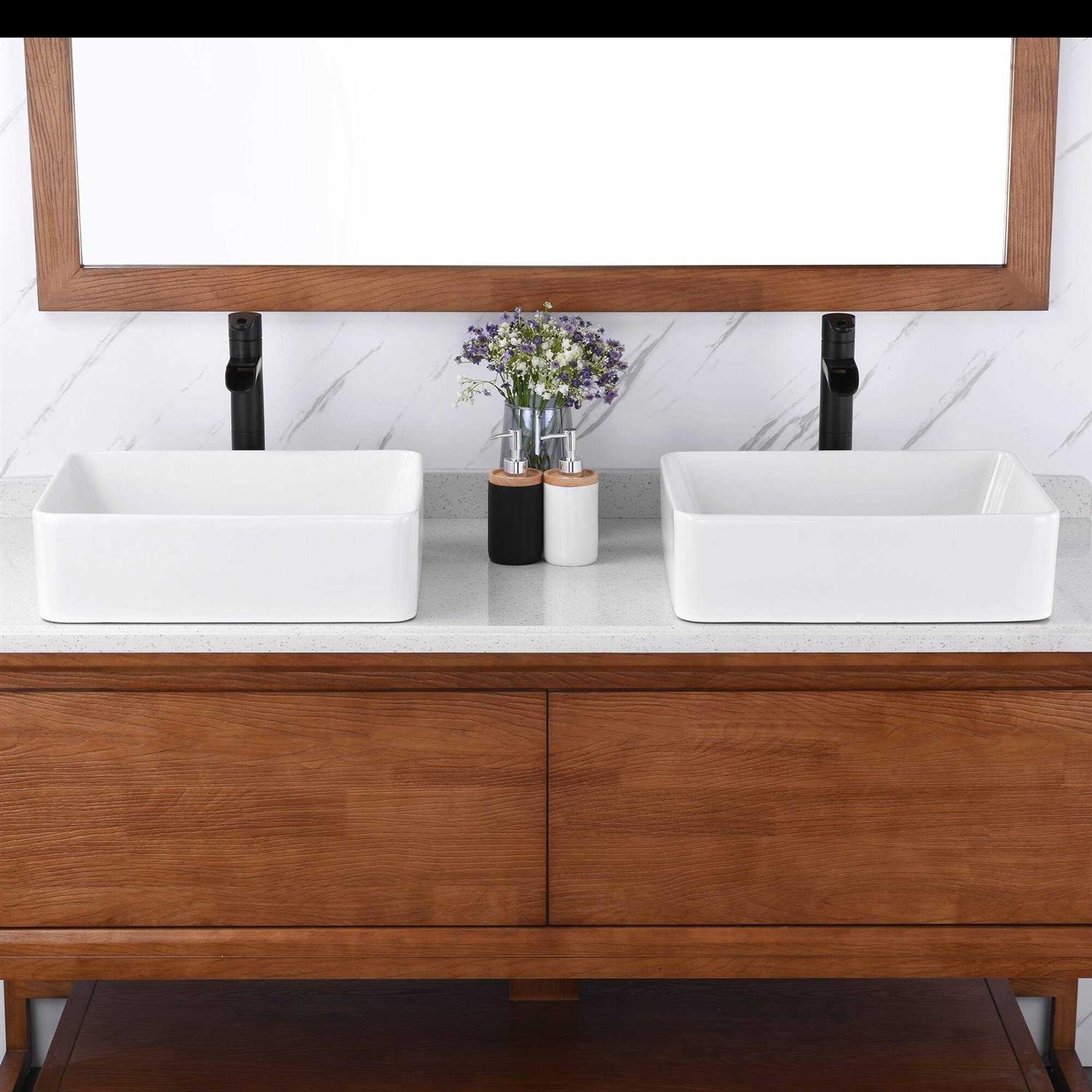 Luxier CS-013 Rectangular Bathroom Ceramic Vessel Sink Art Basin - Cheap Fitting