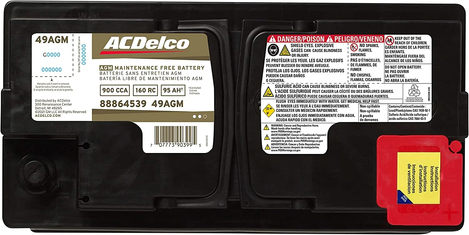 ACDelco AGM Automotive BCI Group 49 Battery 49AGM 12 Volts - Cheap Fitting