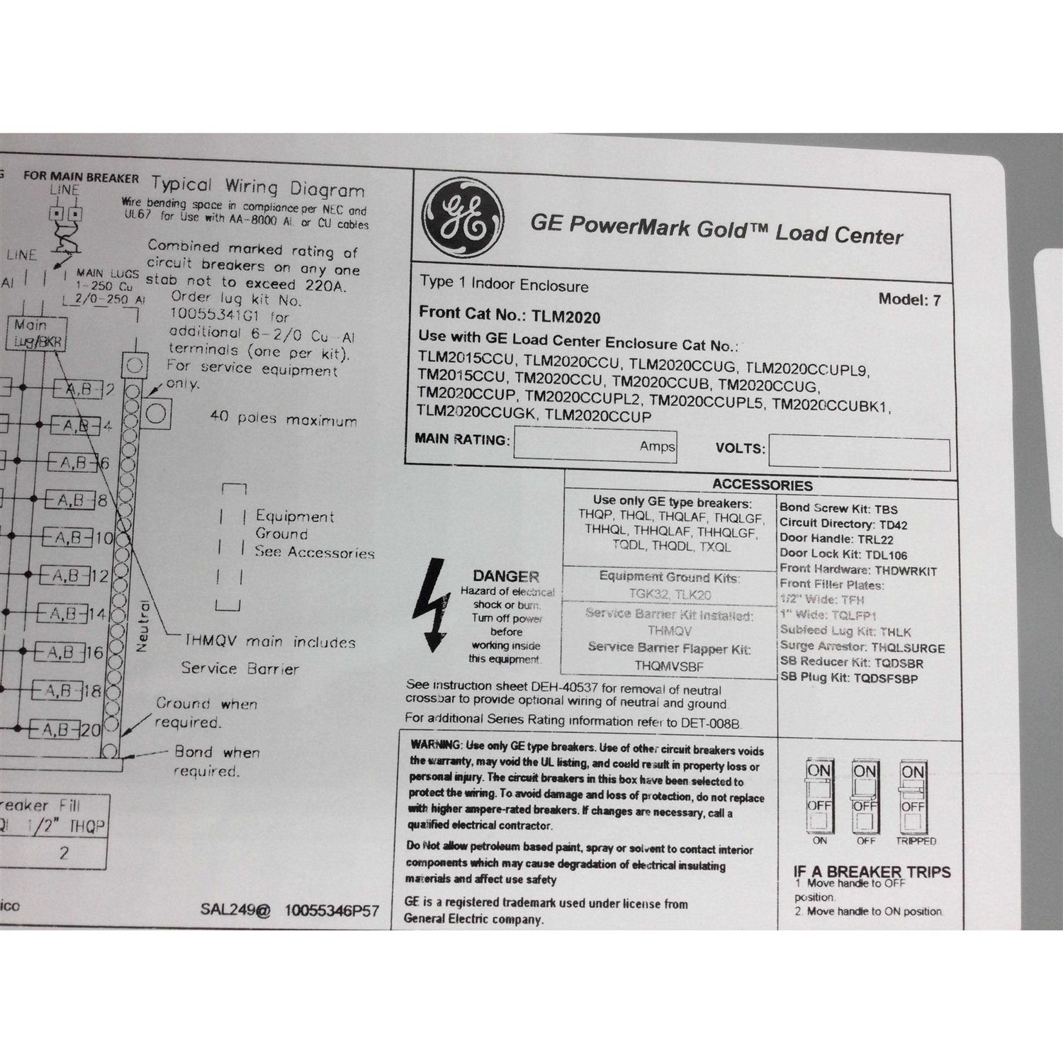 GE 200 Amp 20-Space 40-Circuit Main Lug Indoor Load Center Contractor Kit TLM2020CCUGK - Cheap Fitting