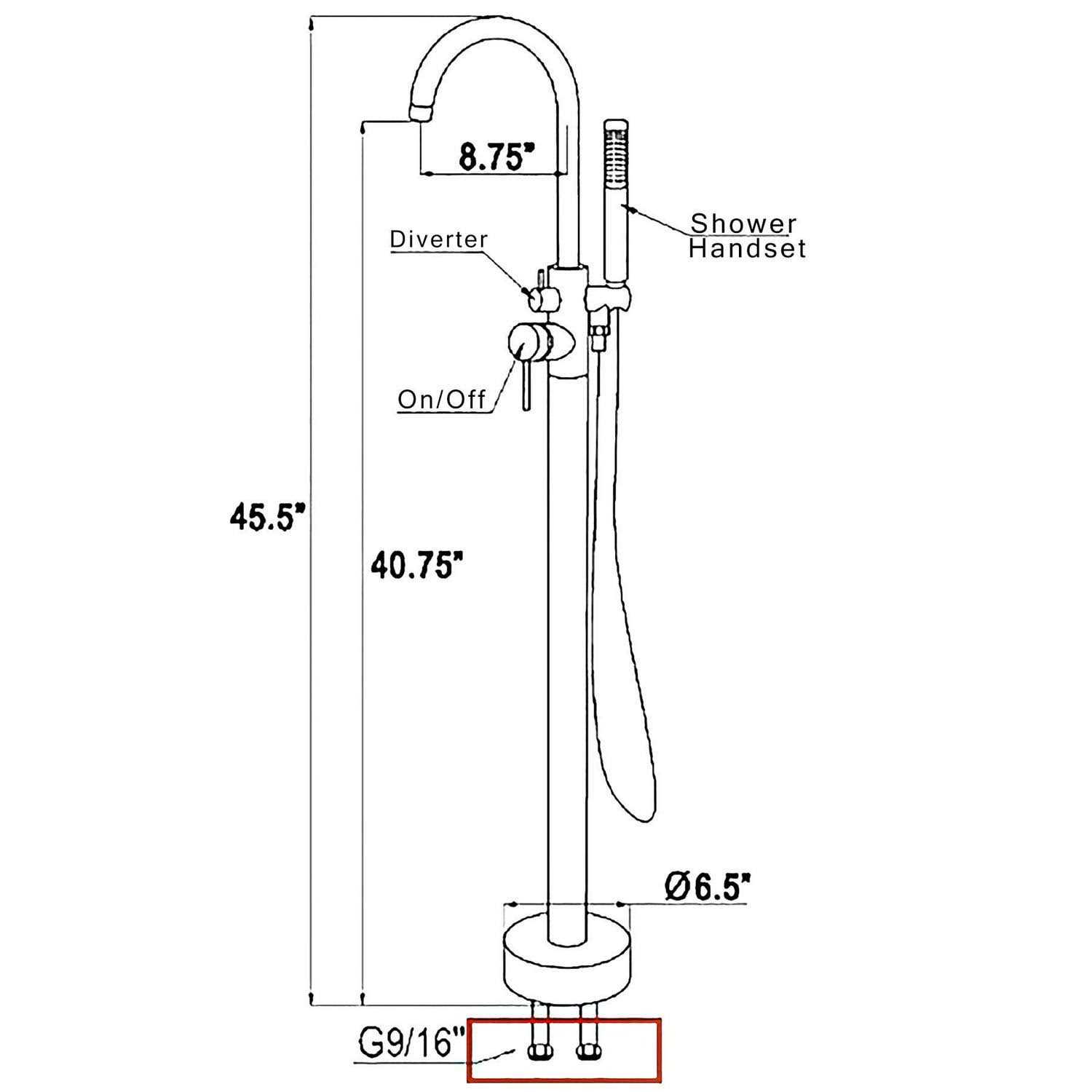 AKDY 1-Handle Freestanding Floor Mount Tub Faucet Bathtub Filler with Hand Shower in Brush Nickel TF0047 - Cheap Fitting