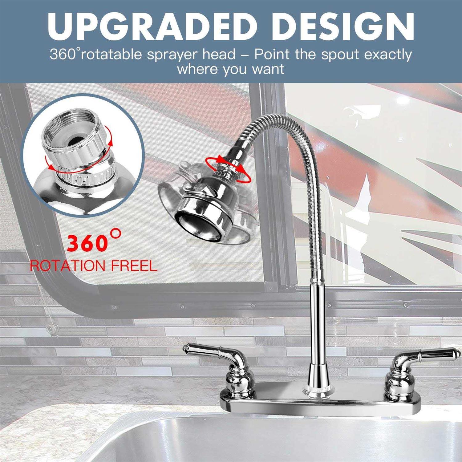 RV Sink Faucet RV Kitchen Faucet Replacement with Flexible Arc 360 Degree Rotatable Sprayer for RV - Cheap Fitting