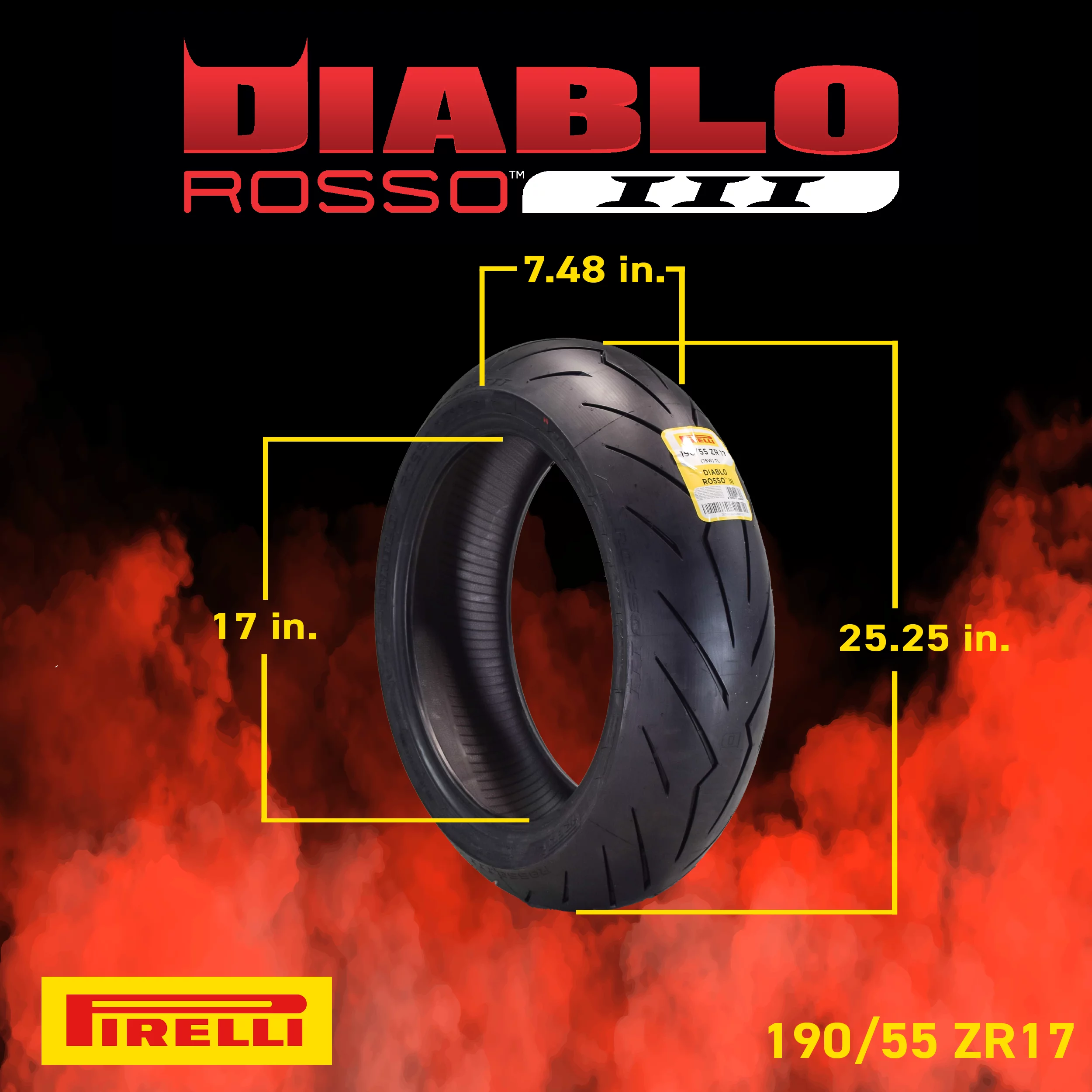 Pirelli Diablo Rosso III 190/55 ZR17 Rear Motorcycle Tire - Cheap Fitting
