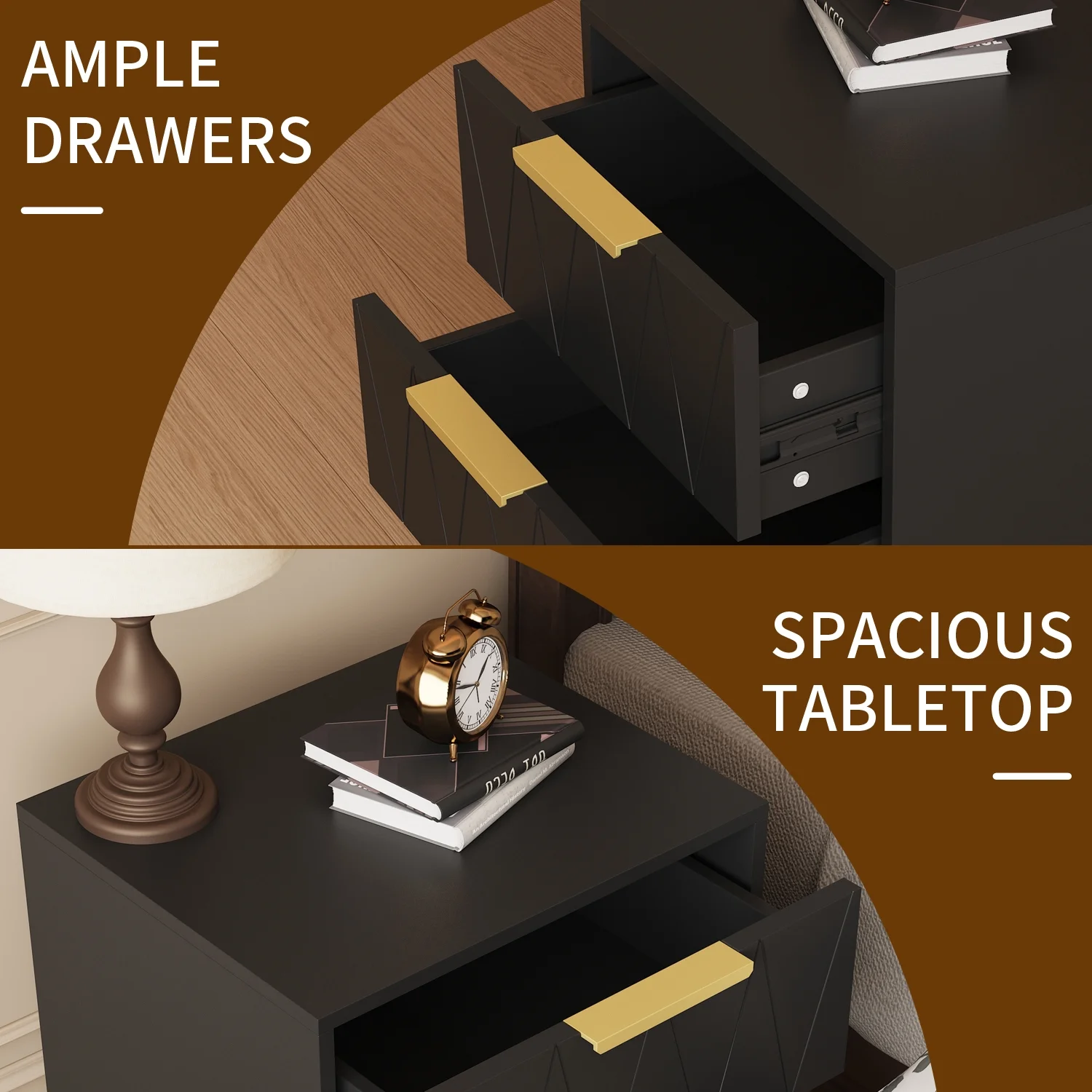 Behost Black Nightstand for Bedroom Living Room,Modern 2 Drawer Nightstand Bedside Table with Storage - Cheap Fitting