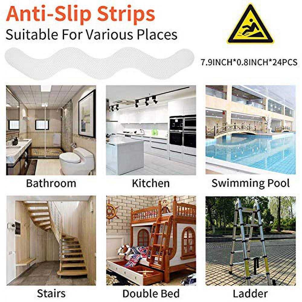 Secopad Patented Anti Slip Shower Stickers 24 PCS Safety Bathtub Strips Adhesive Decals with Premium Scraper for Bath Tub Shower Stairs - Cheap Fitting
