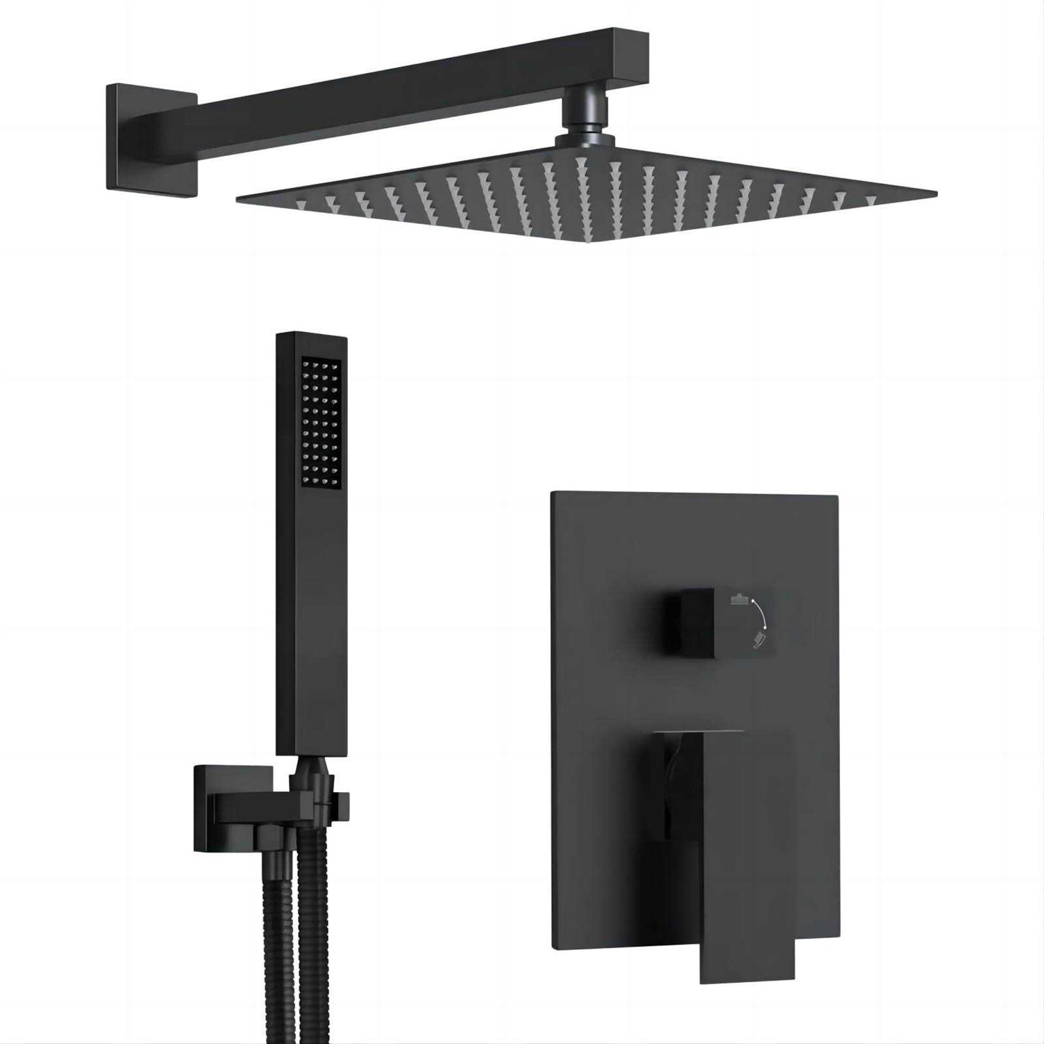 GRANDJOY Shower Faucet Set 10 Wall Mount Rainfall Shower Head with Handheld Shower Spray - Cheap Fitting