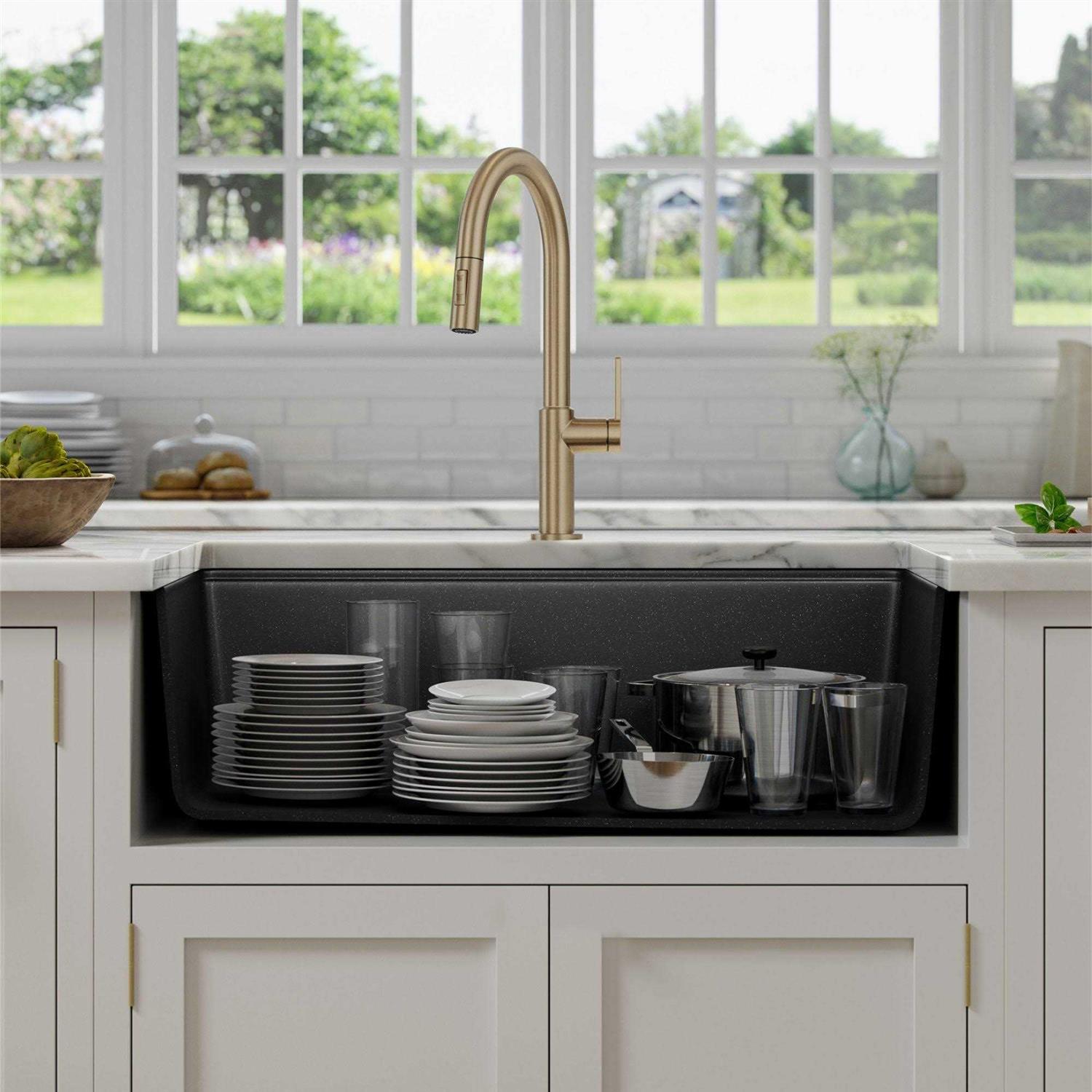 Kraus Bellucci Workstation 32 in Undermount Granite Composite Single Bowl Kitchen Sink KGUW2-33MB - Cheap Fitting