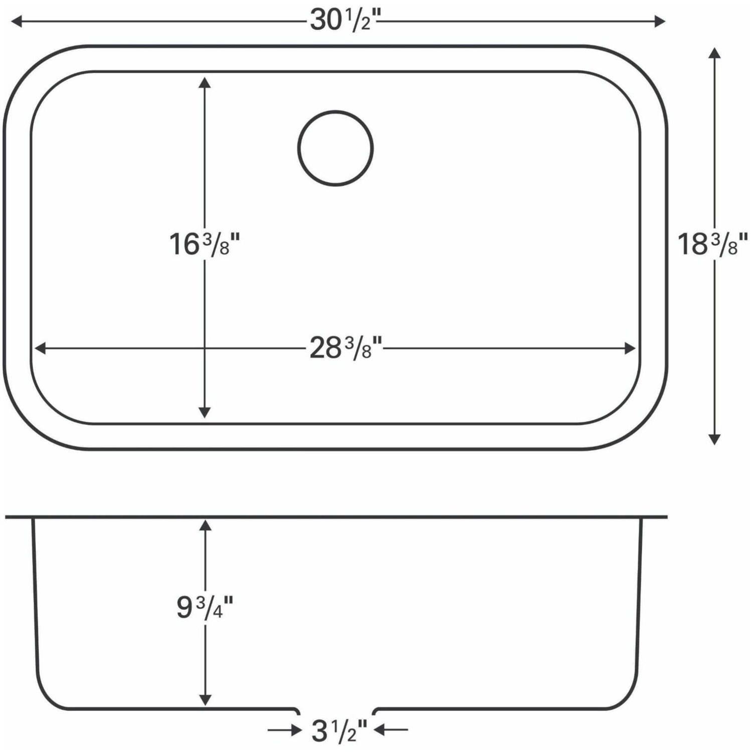 Karran U-3018 Stainless Steel 31 in. Single Bowl Undermount Kitchen Sink Kit U-3018-PK1 - Cheap Fitting