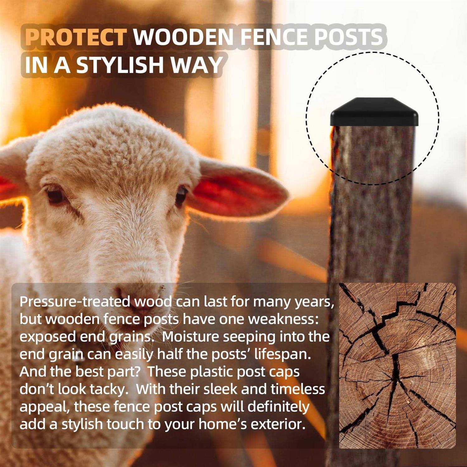 Tongass 4×4 Fence Post caps Made from Black Durable Plastic - Cheap Fitting