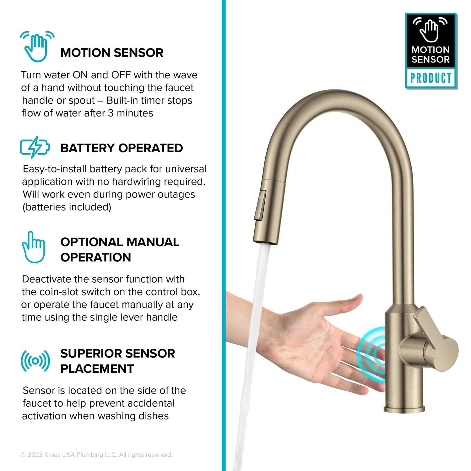 Kraus Oletto Touchless Sensor Pull-Down Single Handle Kitchen Faucet KSF-2830SFACB - Cheap Fitting