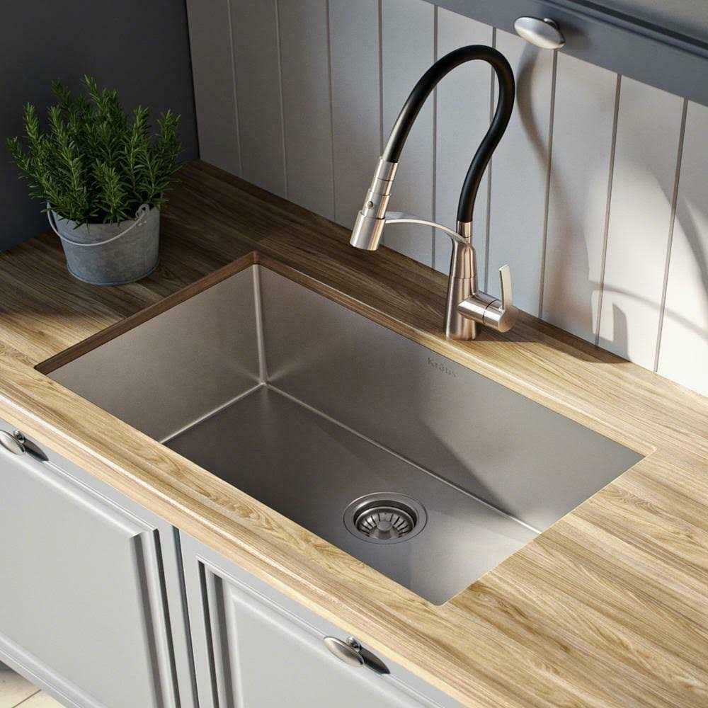 Kraus KHU100-26 Standart PRO 16-Gauge Undermount Single Bowl Stainless Steel Kitchen Sink - Cheap Fitting