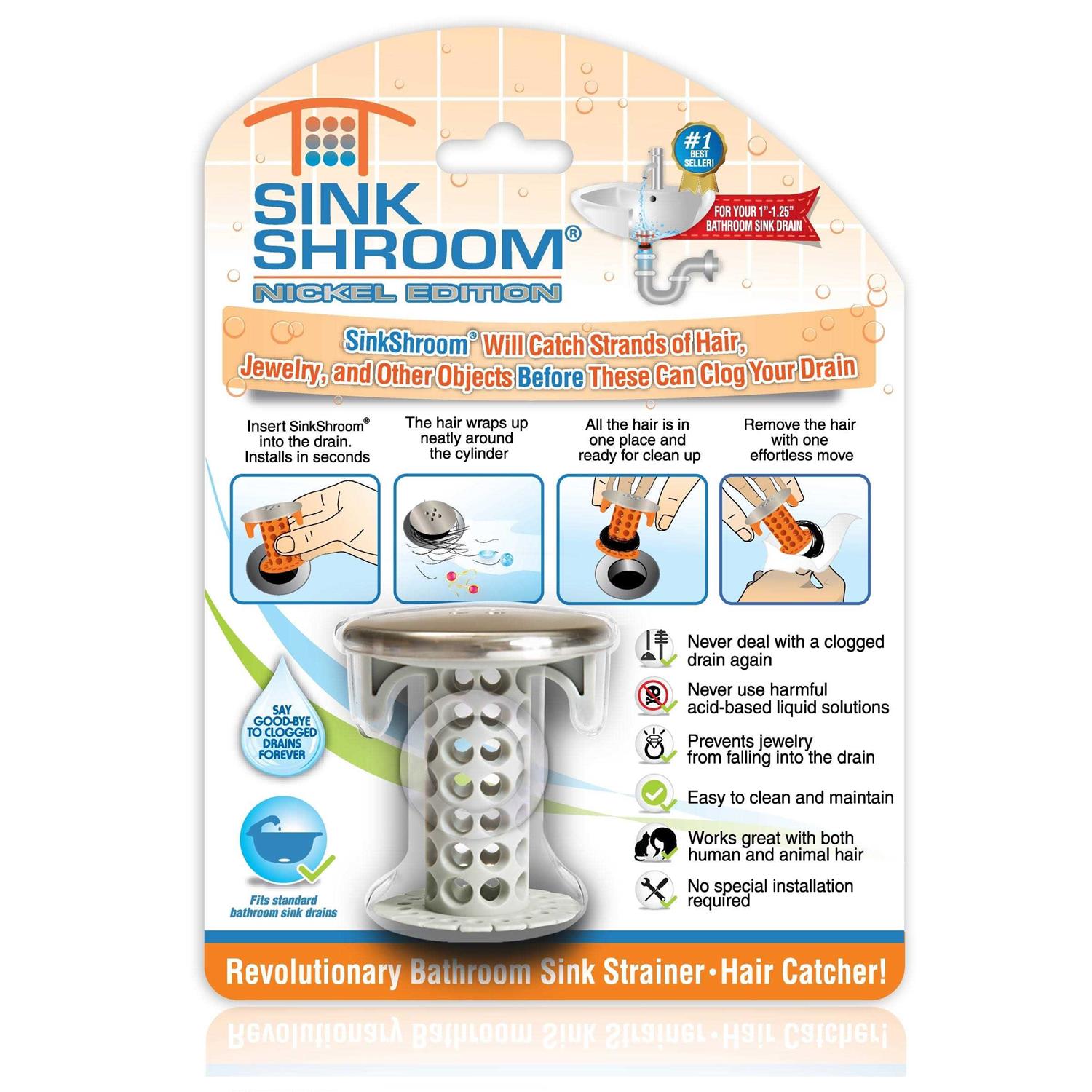 SinkShroom 1.75 in. Nickel Silicone Sink Strainer - Cheap Fitting