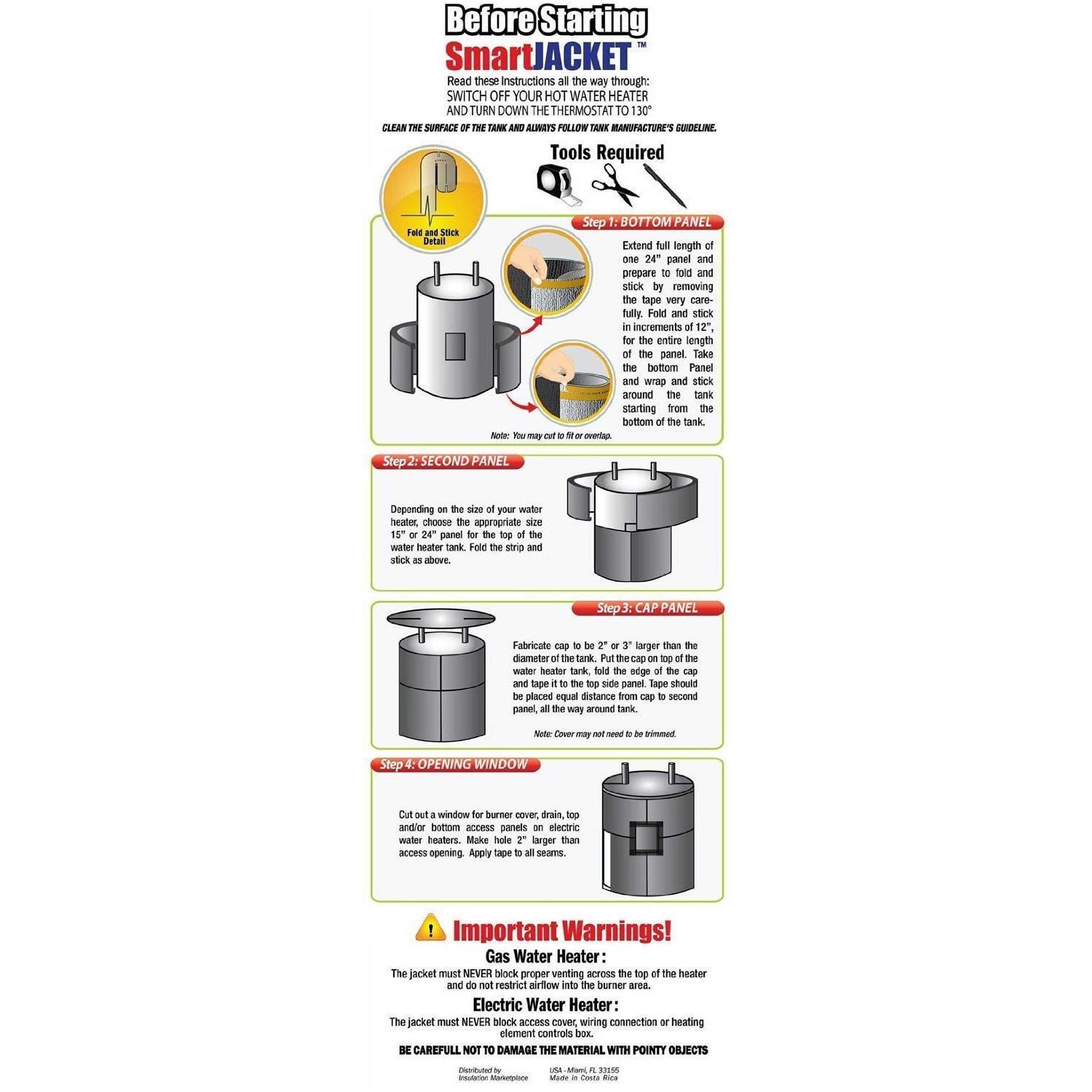 SmartJacket Water Heater Blanket Insulation Non Fiberglass Fits Up to 80 Gallons - Cheap Fitting