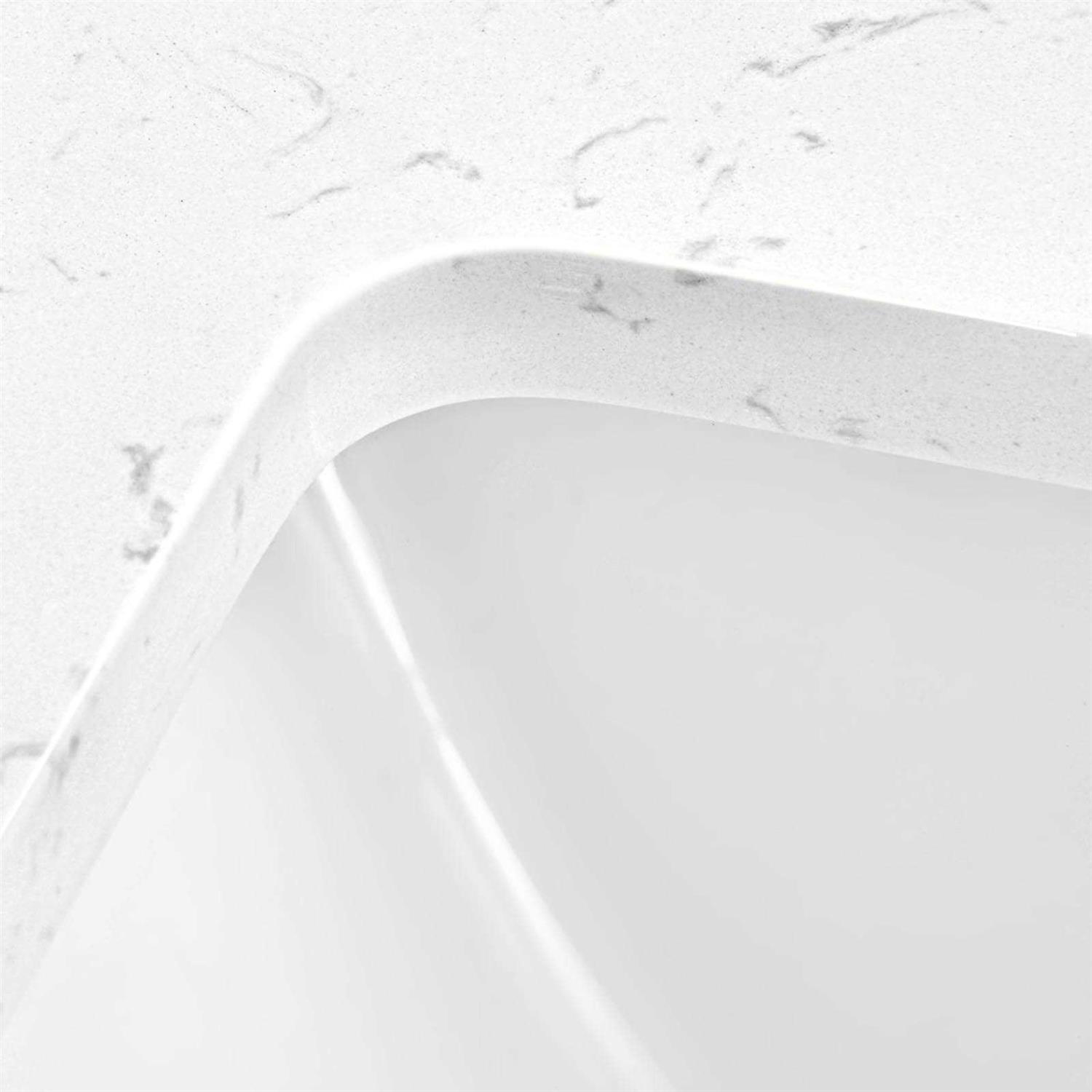 EQLOO 36×22 Engineered Stone Bathroom Vanity Top with Rectangular Undermount Ceramic Sink - Cheap Fitting