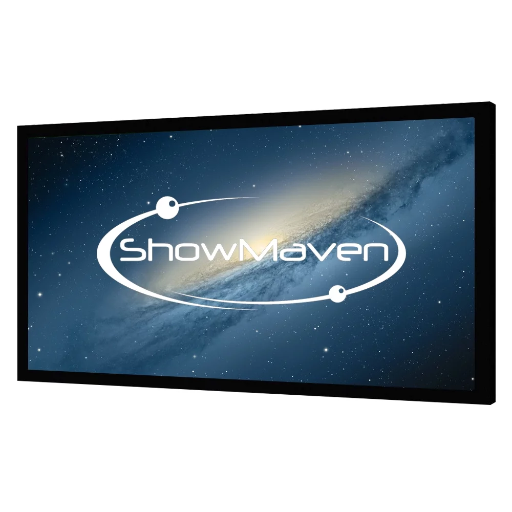 ShowMaven 120in Fixed Frame Projector Screen, Diagonal 16:9, Active 3D 4K Ultra HD Projector Screen for Home Theater or Office - Cheap Fitting