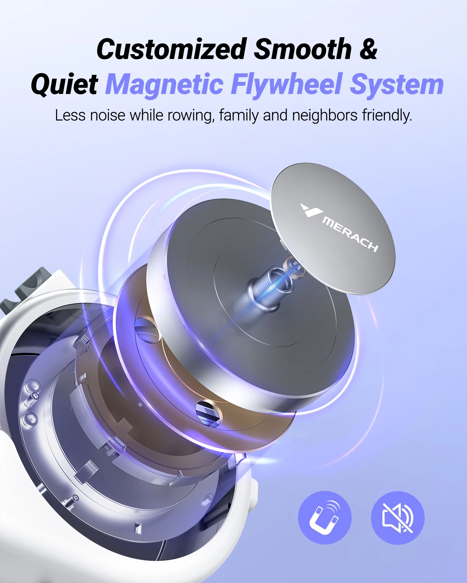 MERACH Magnetic Rowing Machine Quiet 16 Levels Of Resistance Bluetooth White Rower for Home Q1S - Cheap Fitting