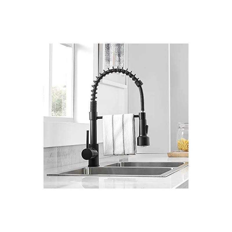 WOTOKOL Black Kitchen Faucet with Pull Down Sprayer Solid Brass Kitchen Faucets Sprayer Spring Single Handle Commercial Kitchen Sink - Cheap Fitting