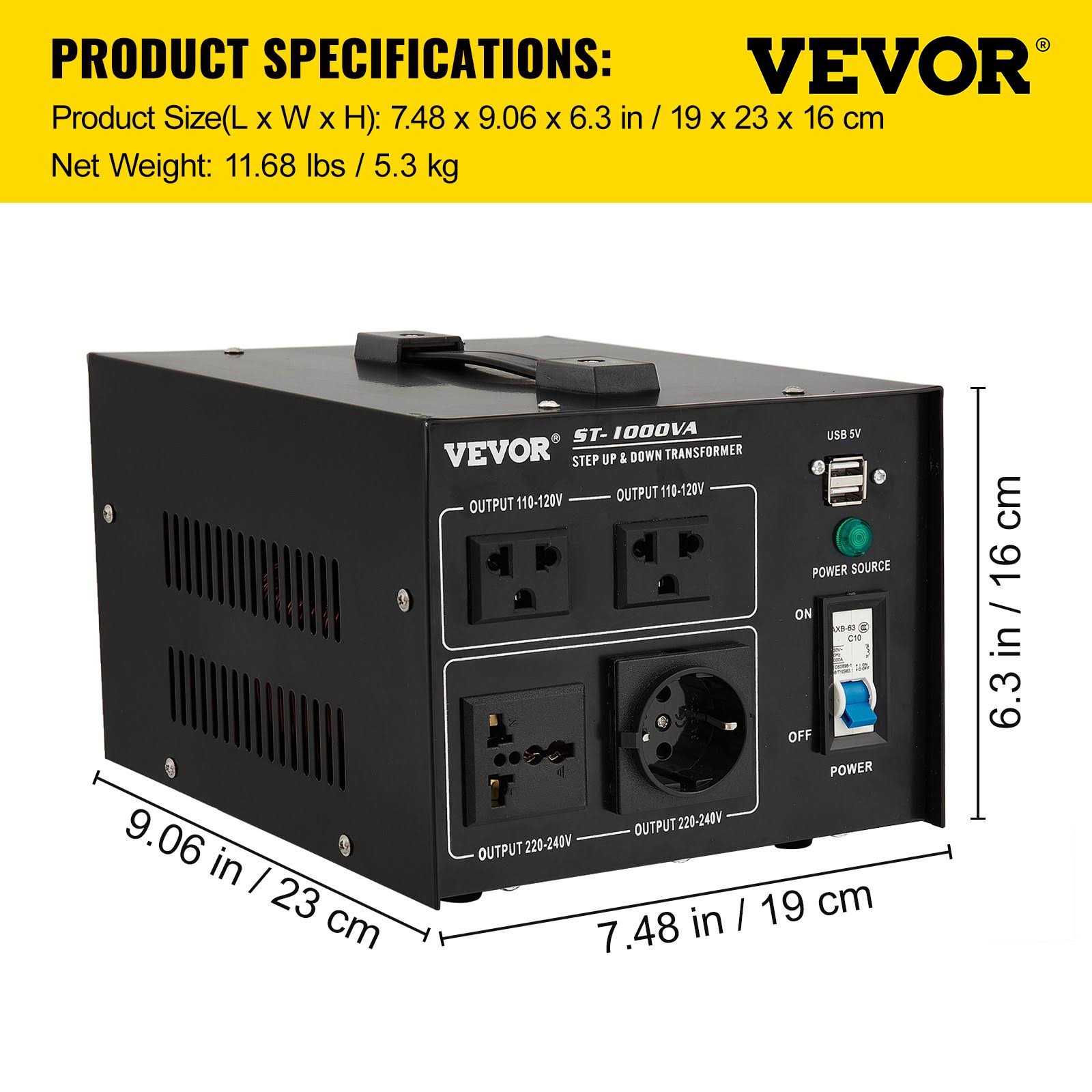 VEVOR Step Up Down Transformer Voltage Converter 800W 220V-110V 110V-220V US-UK SJBYQSJMTMC1KPS2AV5 - Cheap Fitting