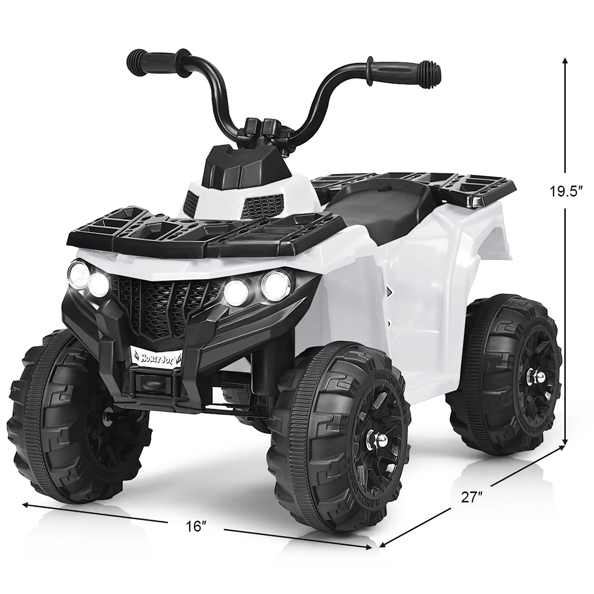 Costway Kids Ride On ATV Quad 4 Wheeler Electric Toy Car 6V Battery Power Led Lights, White - Cheap Fitting
