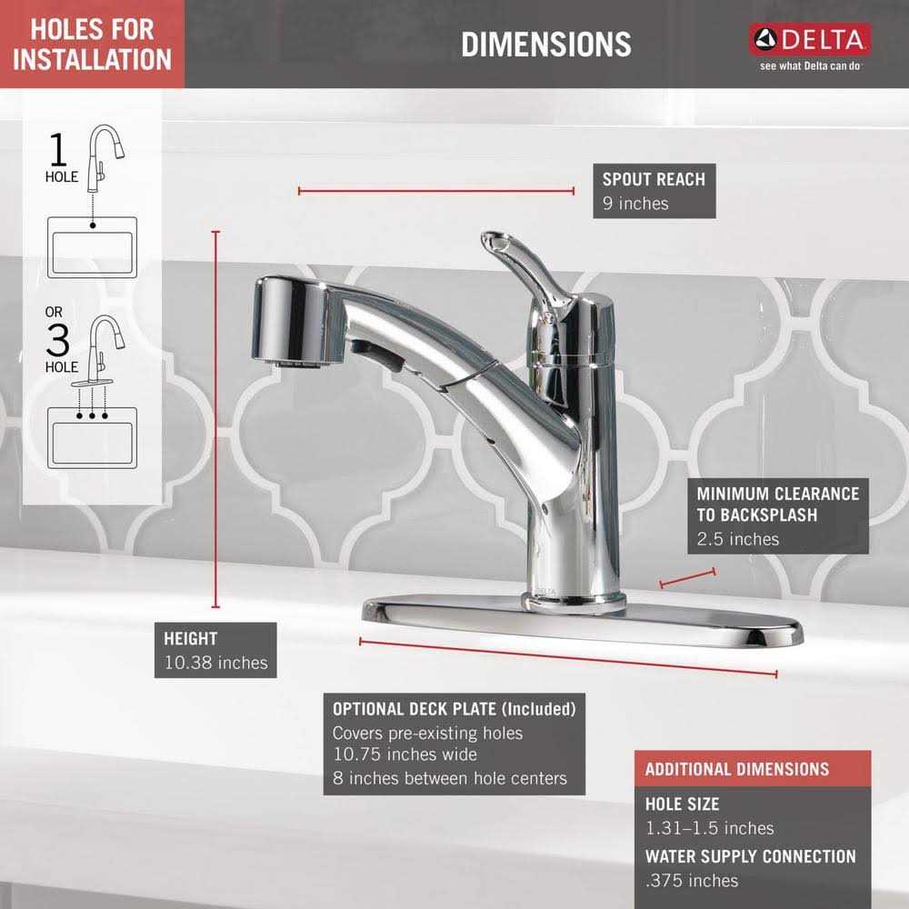 Delta Collins Single Handle Pull-Out Kitchen Faucet 4140 - Cheap Fitting