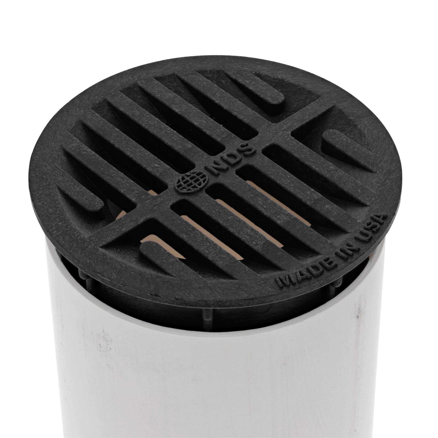 NDS 4 in. Round Grate Black - Cheap Fitting