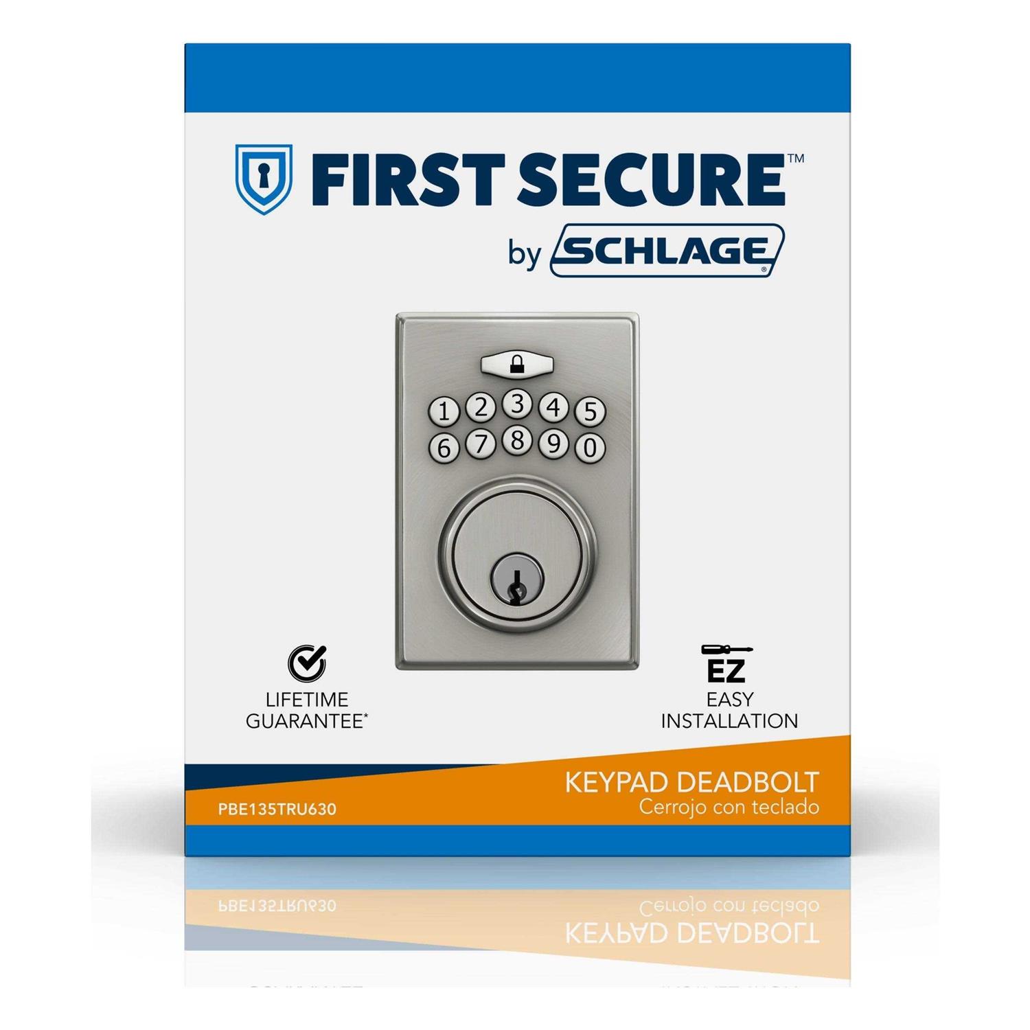 First Secure by Schlage Truss Keypad Electronic Deadbolt in Stainless Steel - Cheap Fitting