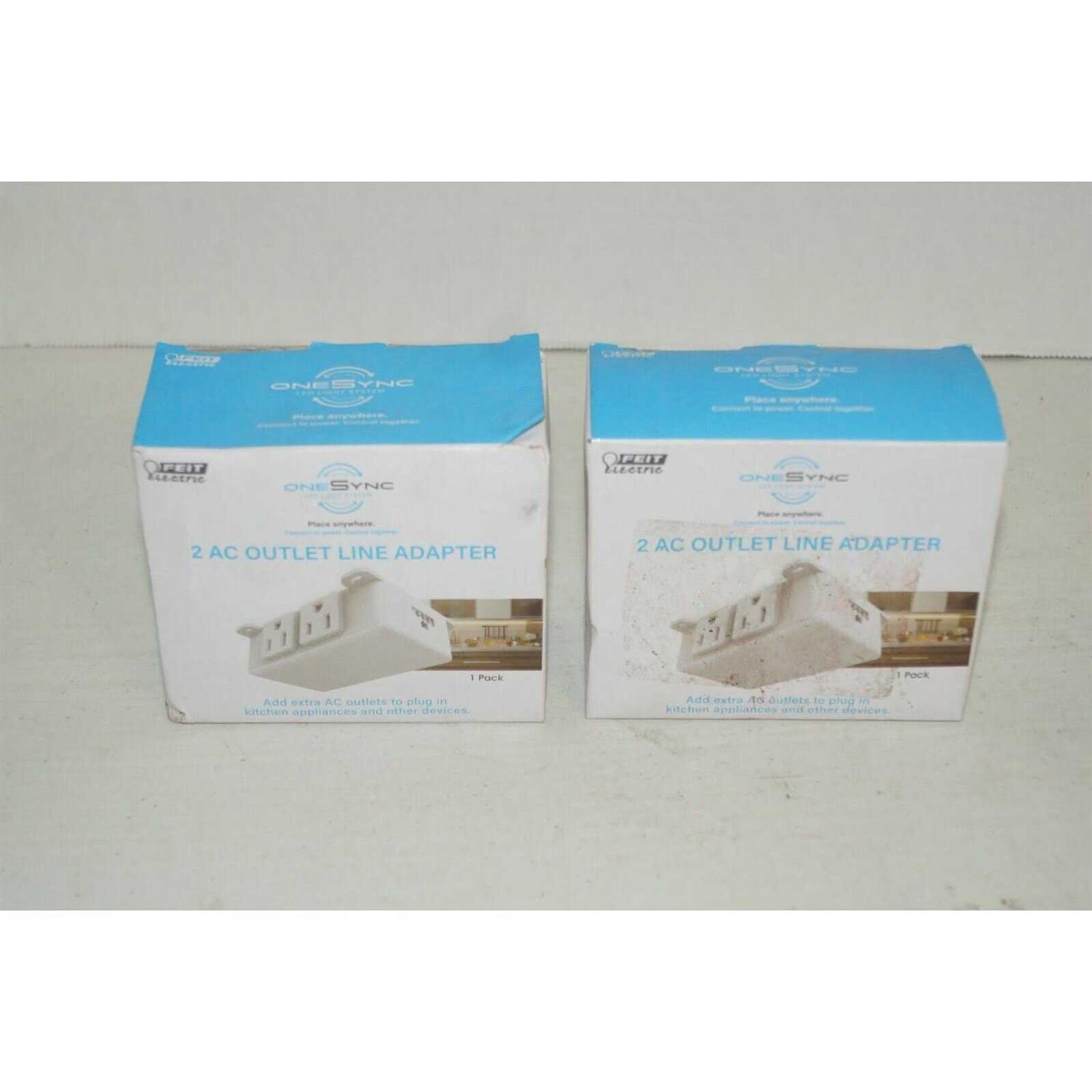 Feit Electric White Onesync Under Cabinet in-Line 2 AC Outlet Adapter with 18 in. Link Cable Power Cord - Cheap Fitting