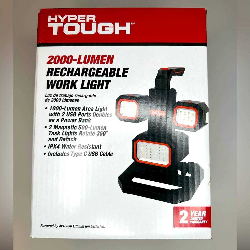Hyper Tough 2000-Lumen LED Rechargeable Work Light & Detachable Spotlight - Cheap Fitting