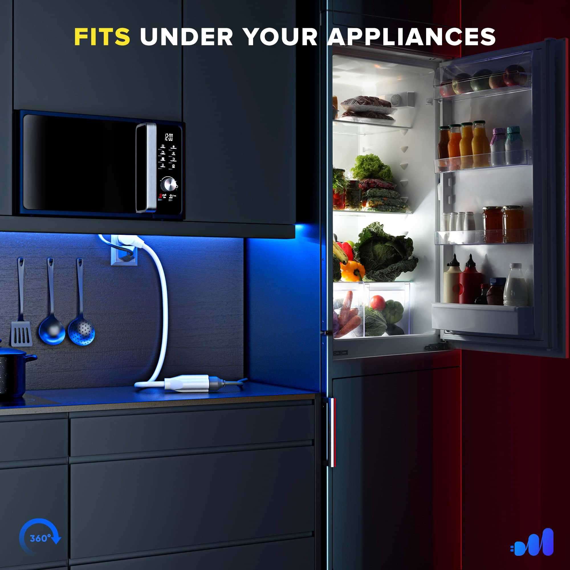 Maximm Extension Cord White Flat Plug Rotating Short Power Cord Single Outlet - Cheap Fitting