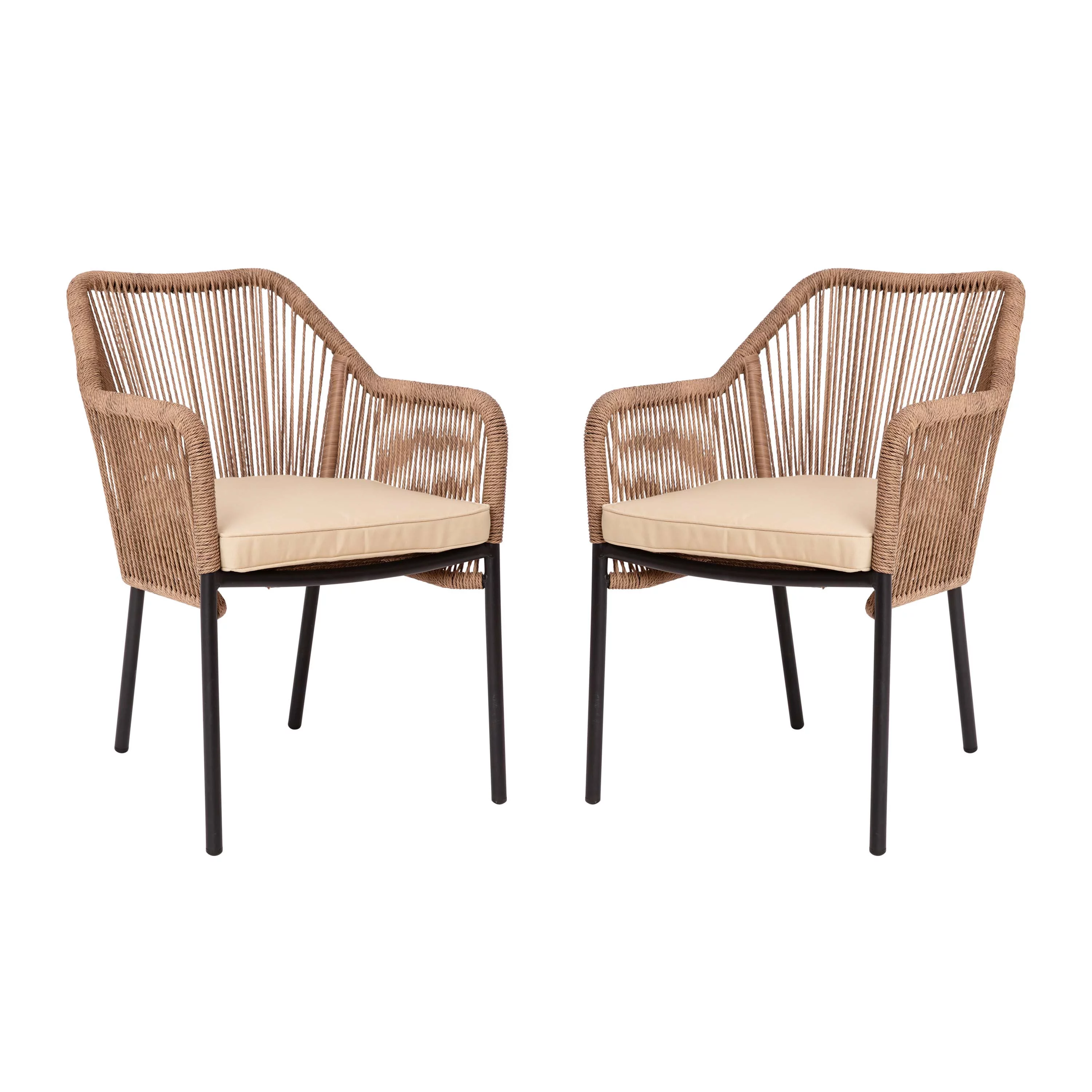 Merrick Lane Outdoor Furniture Sets 2 Piece Black All-Weather Woven Patio Chairs With Gray Cushions - Cheap Fitting