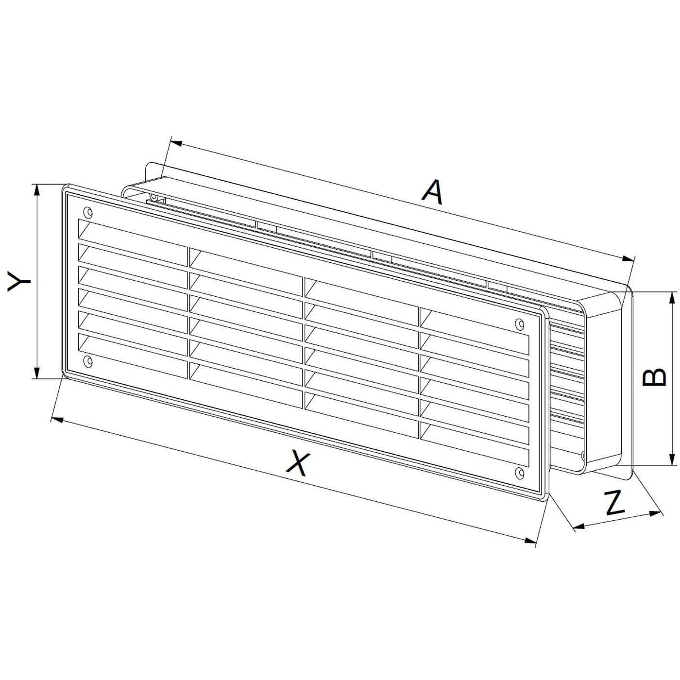 Awenta 440mm x 120mm / 18 x 5” Inch Two Sided White Door Air Vent Grille - Cheap Fitting