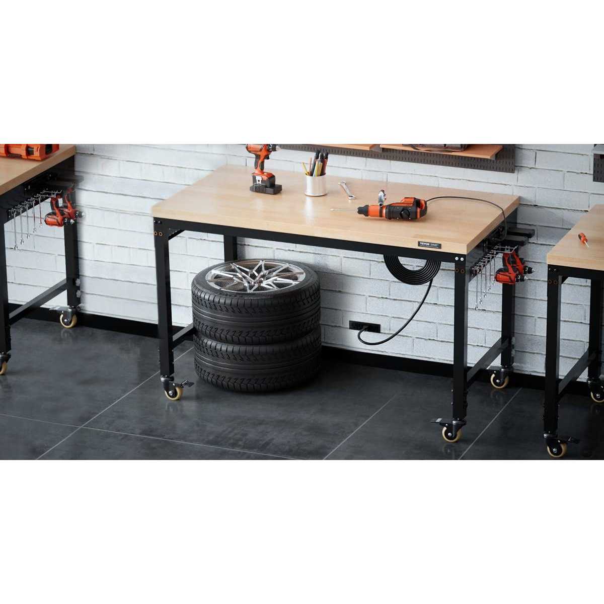 VEVOR Adjustable Workbench Garage Worktable with Universal Wheels - Cheap Fitting